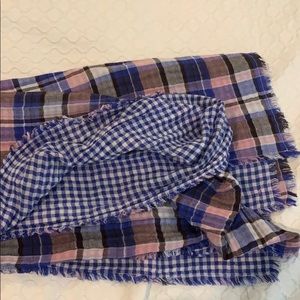 Blue and pink plaid scarf